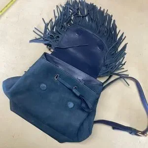 Tory Burch | Bags | Tory Burch Navy Blue Fringed Backpack 
